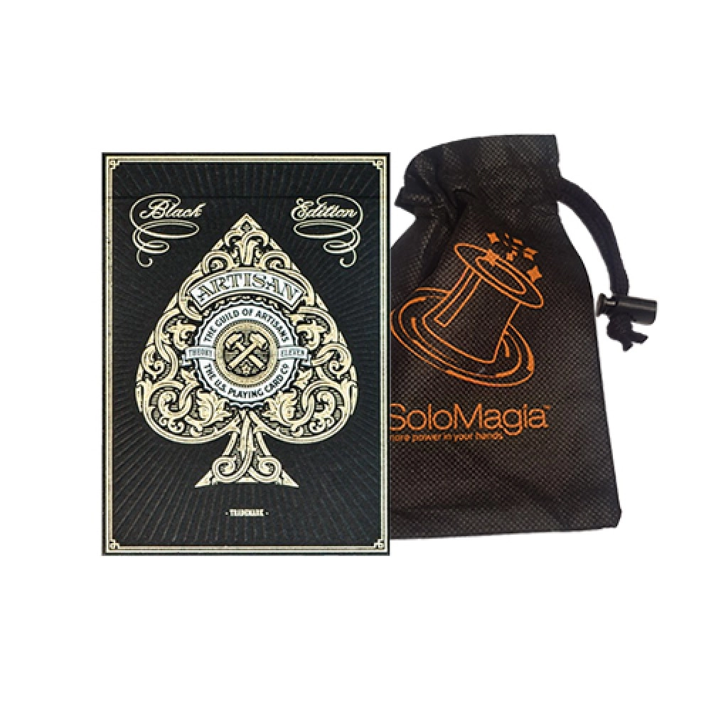 Spielkarten Black Artisan Deck by Theory11 - with SOLOMAGIA Card bag