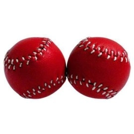 Chop Cup Balls Red Leather  - 2.5 cm  (Set of 2) by Leo Smetsers