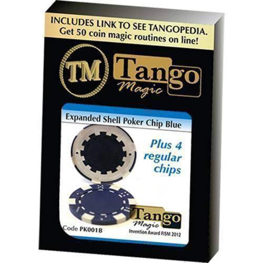 Expanded Shell Poker Chip Blue plus 4 Regular Chips (PK001B) by Tango Magic