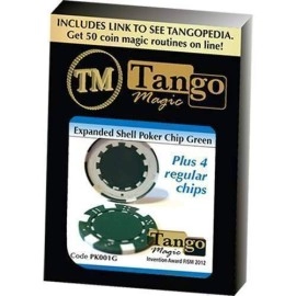 Expanded Shell Poker Chip Green plus 4 Regular Chips (PK001G) by Tango Magic