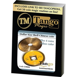 Dollar Size Shell Chinese Coin (Yellow) by Tango Magic 