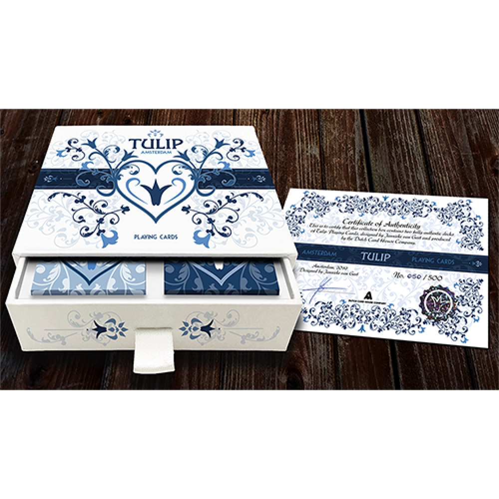 Limited Edition Tulip Playing Cards Set (Dark Blue and Light Blue) by Dutch Card House Company