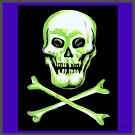 Rice Symphony Silk 90 cm (Skull and Cross Bones) by Silk King Studios