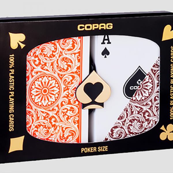 Copag 1546 Plastic Playing Cards Regular Index Orange/Brown Double-Deck Set