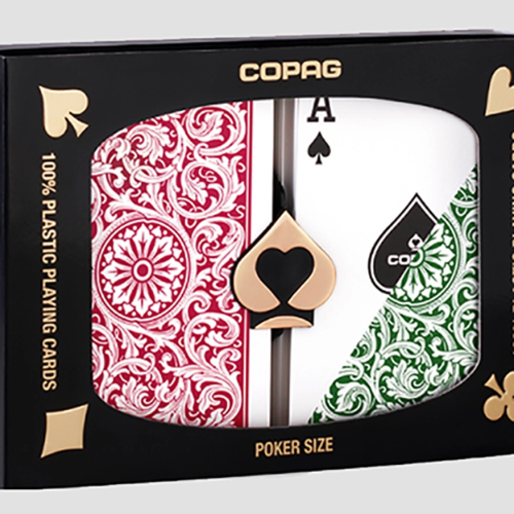 Copag 1546 Plastic Playing Cards Regular Index Green and Burgundy Double-Deck Set