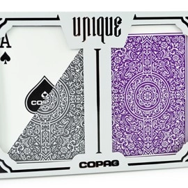 Copag Unique Plastic Playing Cards Poker Size Regular Index Gray and Purple Double-Deck Set