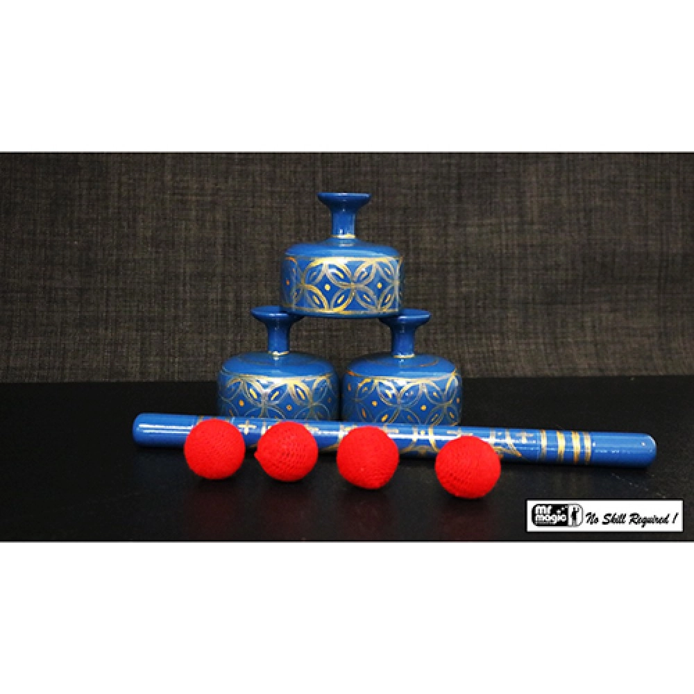 Indian Street Cups with Wand (Hand painted blue) by Mr. Magic