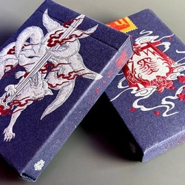 Spielkarten Sumi Kitsune Myth Maker (Blue/Red Craft Letterpressed Tuck) Playing Cards by Card Experiment