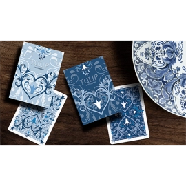 Limited Edition Tulip Playing Cards Set (Dark Blue and Light Blue) by Dutch Card House Company