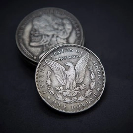 MORGAN SKULL HEAD COIN by Men Zi  Magic