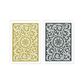 Spielkarten Copag 1546 Plastic Playing Cards Poker Size Regular Index Black and Gold Double-Deck Set