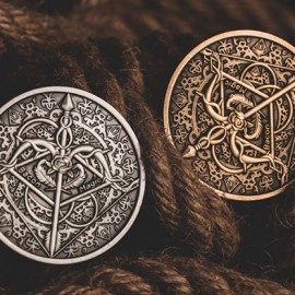 BOW AND ARROW COIN GOLD (Gimmick and Online Instructions) by Bacon Magic