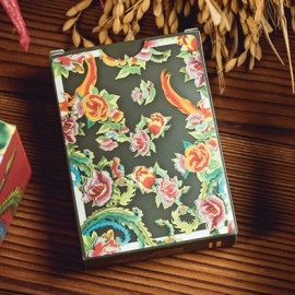 Phoenix and Peony (Green) Playing Cards by Bacon Playing Card Company