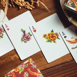 Phoenix and Peony (Blue) Playing Cards by Bacon Playing Card Company