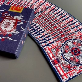 Spielkarten Sumi Kitsune Myth Maker (Blue/Red Craft Letterpressed Tuck) Playing Cards by Card Experiment