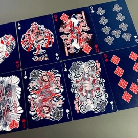 Spielkarten Sumi Kitsune Myth Maker (Blue/Red Craft Letterpressed Tuck) Playing Cards by Card Experiment