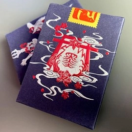 Spielkarten Sumi Kitsune Myth Maker (Blue/Red Craft Letterpressed Tuck) Playing Cards by Card Experiment