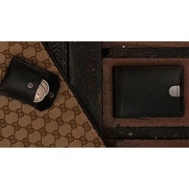 FPS Wallet True BlacK Leather (Gimmicks and Online Instructions) by Magic Firm