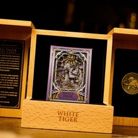 White Tiger Deluxe Wooden Box Set by Ark Playing Cards